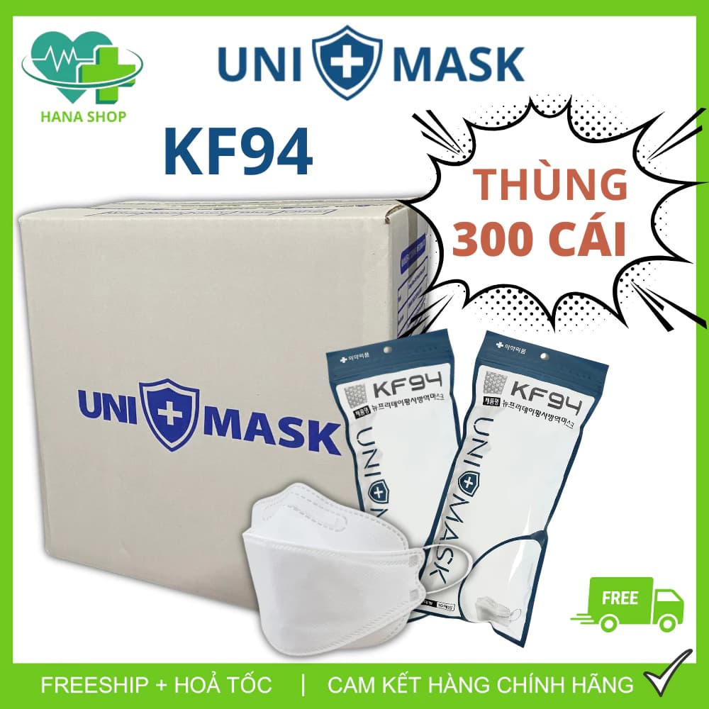 [Thùng 300 Cái] Khẩu Trang KF94 UNI MASK Chính Hãng 4 Lớp Chống Bụi Mịn Kháng Khuẩn Chống Tia UV