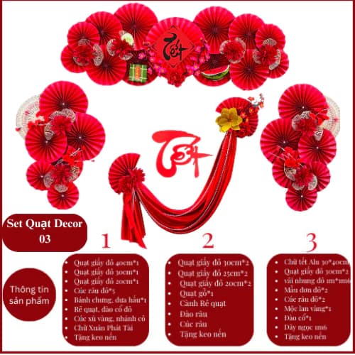 COMBO PHỤ KIỆN TRANG TRÍ DECOR TẾT NGUYÊN ĐÁN 2026 BÍNH NGỌ. SET BACKGROUND QUẠT HOA, CHỮ TẾT TREO NHÀ, QUÁN CAFE