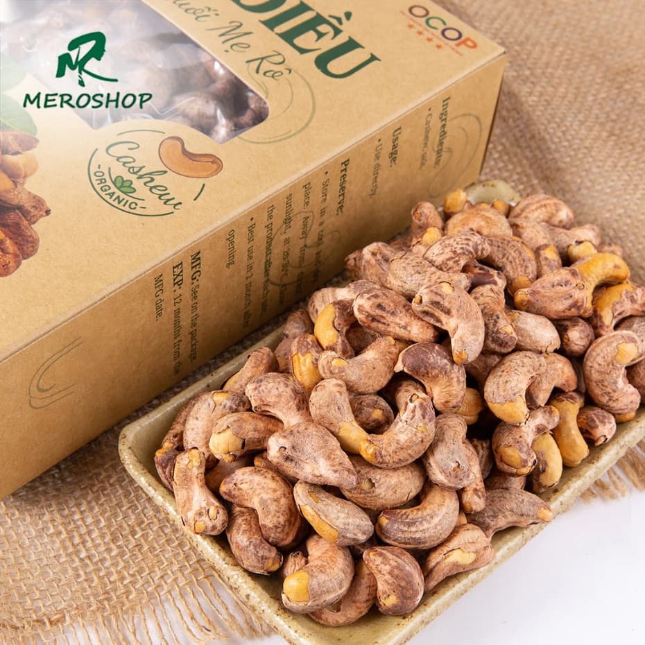 Hạt điều rang củi (vị muối) Mẹ rô. Có hồ sơ công bố, xuất hóa đơn công ty đầy đủ